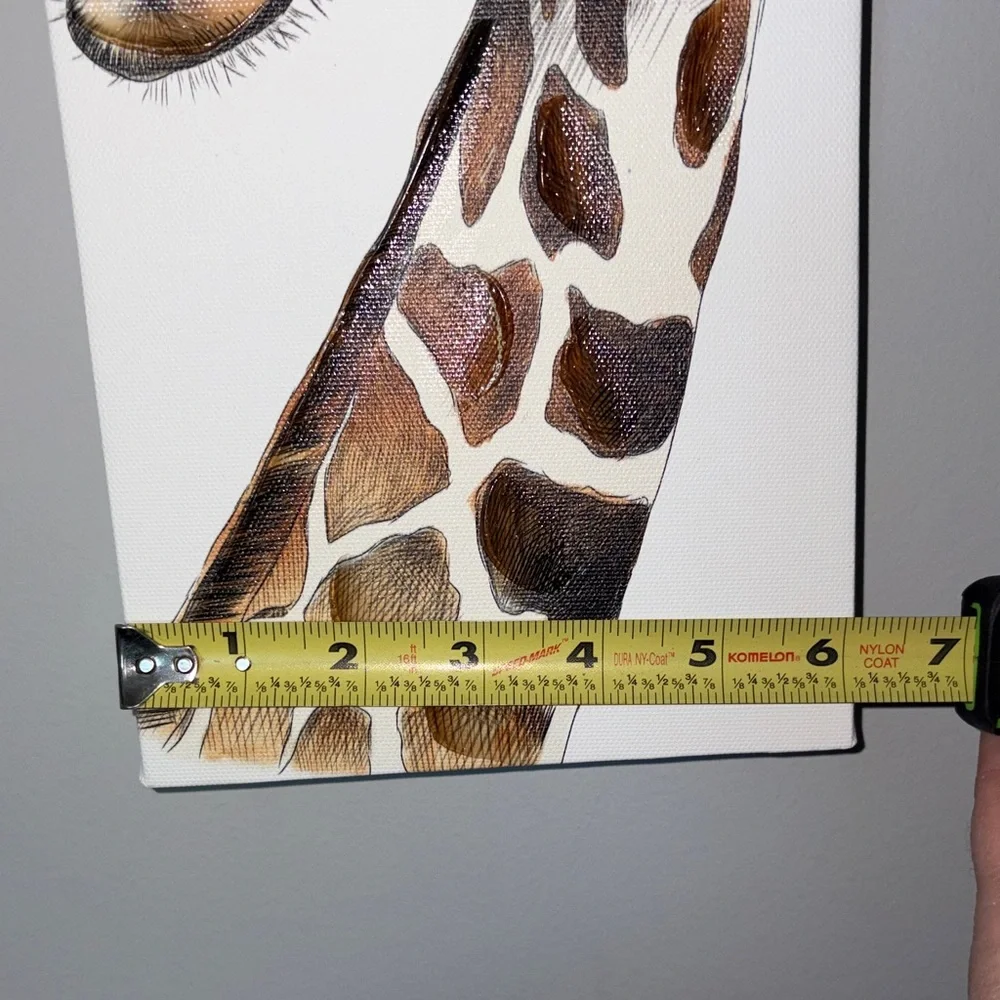 Floral Crown Giraffe Canvas Wall Art - White Background